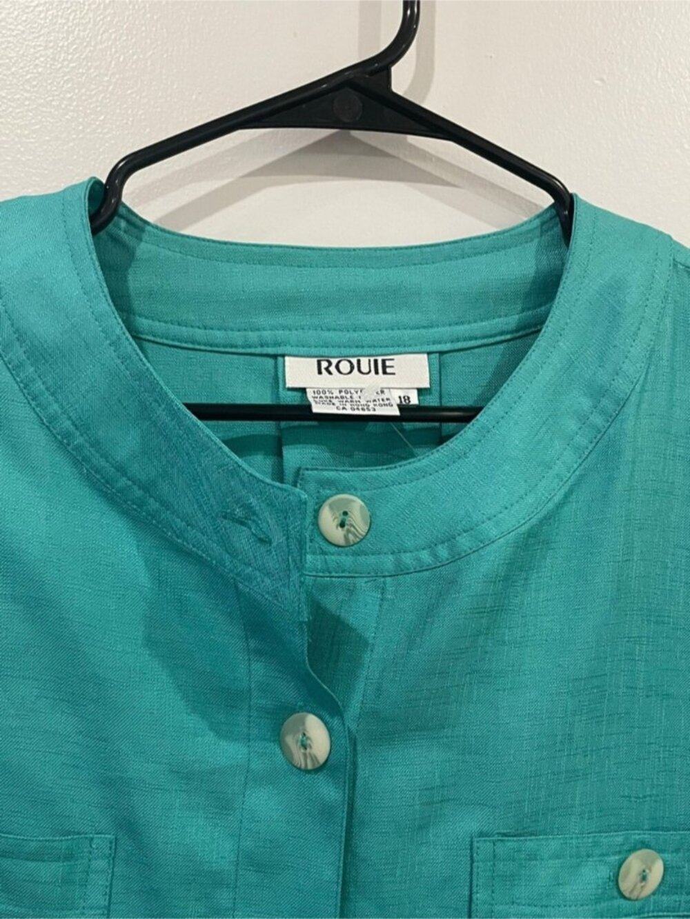 Vintage Rouie Turquoise Button Front Shift Dress Size 18 - Picture 6 of 11